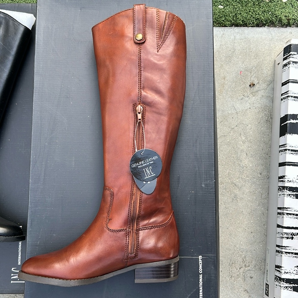 INC Fawne knee-high boots in color cognac